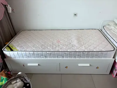 Ikea Brimnes fold out bed with storage drawers and mattress - white