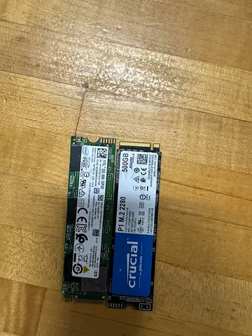 Two M.2 NVMe SSDs (Crucial P1 500GB + Intel 1TB) - Good Working Condition