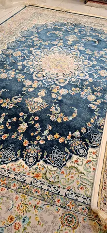 Large Persian-style navy blue,  beige , red , turquoise colour  rug - excellent condition 150x230cm