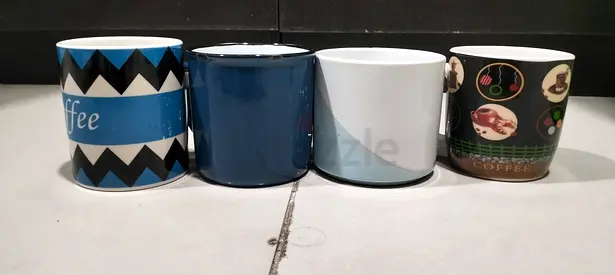 Set of 4 Ceramic Coffee Mugs - Assorted Designs