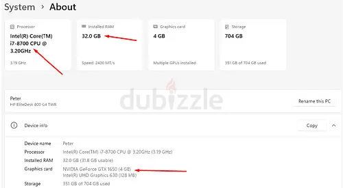 HP EliteDesk 800 G4 Tower Computer i7-8700 - 8th Gen
