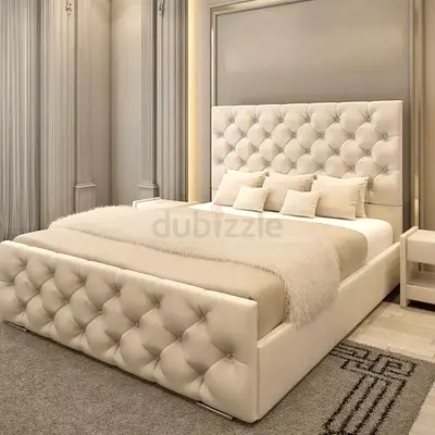 Queen Size Tufted Upholstered Bed Frame with Headboard and Footboard - Beige