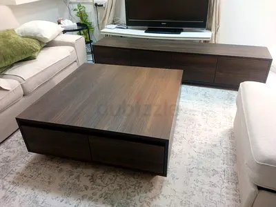 Dark wallnut tv cansol with coffee table