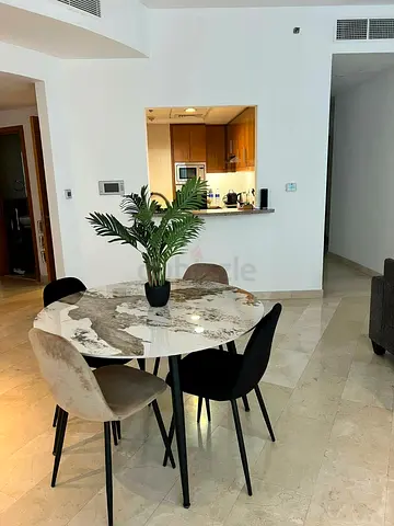 Round Marble-Top Dining Table with 4 Chairs (Lightly Used)