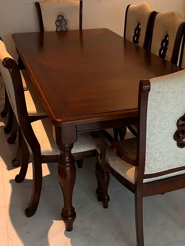 OFFER! Large Solid Wood Dining Table with 8 Classic Chair