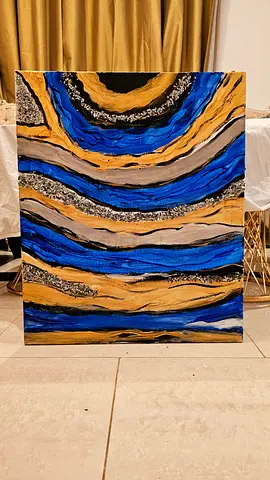 Gold and blue Abstract painting