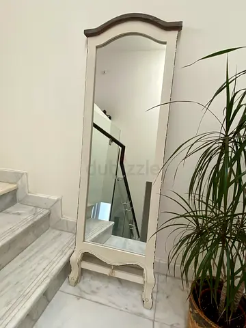 Full-Length Free-Standing Wooden Mirror — Vintage White Frame