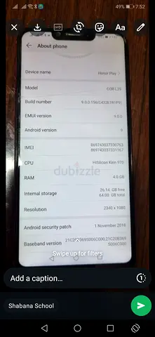 Honor Play - 4GB RAM, 64GB Storage, HiSilicon Kirin 970 (Good Condition)