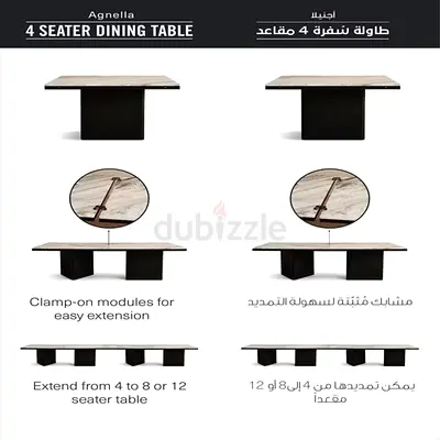 panhome square table with marble top  4 chairs