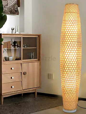 Tall Woven Floor Lamp — Natural Rattan Standing Light