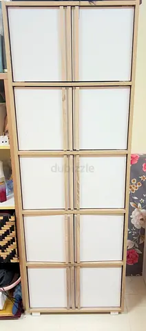 Home box white  wood 8-door storage cabinet - good condition