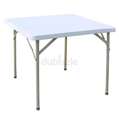 Foldable table (1m x 1m) and plastic chairs (2 Nos)