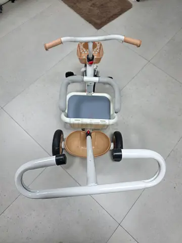 Kids 3-in-1 Tricycle with Push Handle and Safety Bar - Beige/White