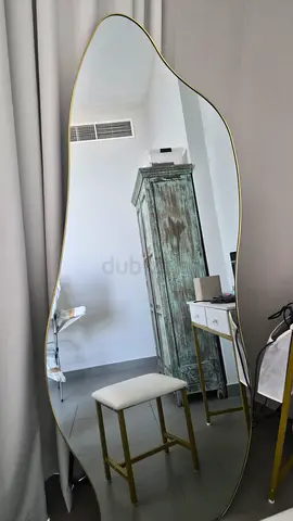 Full-Length Freestanding Organic Shaped Mirror with Slim Gold Frame