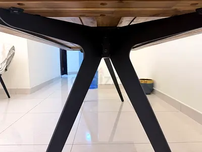 Solid Wood Dining Table with Metal Legs - Good Condition..without chairs