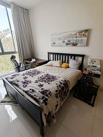 Solid Wood Double Bed Frame with Mattress (Black) - Good Condition