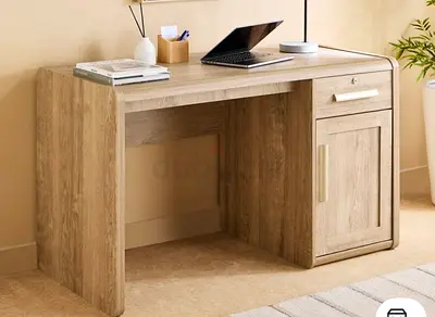 Compact Wooden Study Desk with Drawer and Cabinet