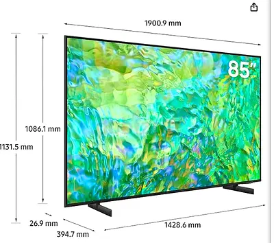 Samsung 75 Inch 4K LED HDR Crystal UHD Crystal Processor Airslim Dynamic Crystal Color UA75CU8000UXZ