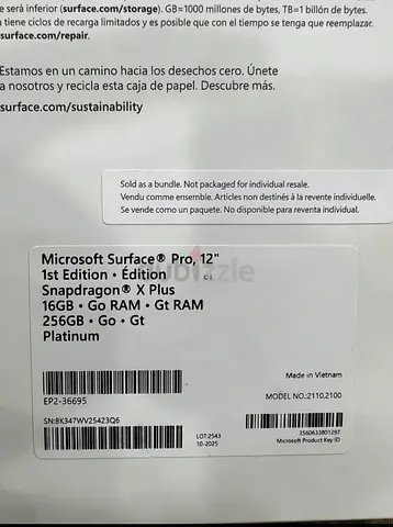 Microsoft Surface Pro 8 (12) - Snapdragon X Plus, 16GB RAM, 256GB, Platinum EP2-36695