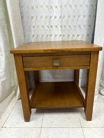 Natural Wood Heavy side table with drawer