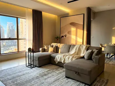 Large U-shaped Fabric Sofa Bed (Brown/Grey)