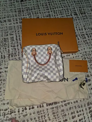 Louis Vuitton Damier Azur Speedy 25 Handbag with Box and Dust Bag