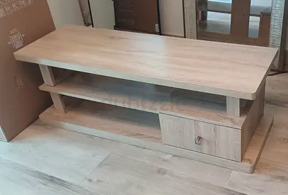 Light Oak TV Stand with Shelf and Drawer - Good Condition