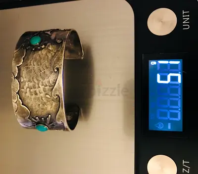 Vintage Pure 925 probe Silver bracelet with dolphins and turquoise 51 grams