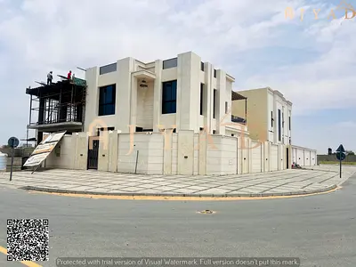 للبيع: فيلا زاوية في الهليو 1 عجمان، على شارعين، 3 طوابق، 5 غرف نوم ماستر، مجلس، صالتين معيشة، مطبخين رئيسي وتحضيري، غرفة خادمة مع حمام