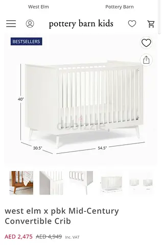 West elm Convertible Crib