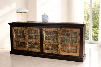 Hand-Carved Solid Wood Antique Sideboard