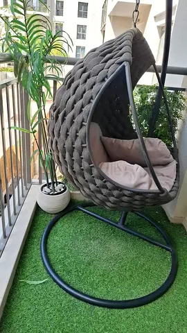 Wicker Hanging Egg Chair with Cushion - Good Condition two pieces