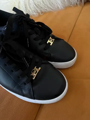 Black Michael Kors leather sneakers with white sole - 36size (6uk)