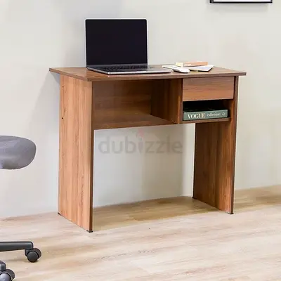 Compact Wooden Study Desk with Drawer and Shelf - Light Oak