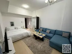 Furnished studio apartment for rent in Ajman, Al Jurf 2, Jasmine Towers. Clean and tidy furnishings.