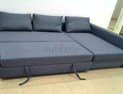 IKEA L Shape Sofa cum bed with big storage and you can fix the storage left or right anyside you wan