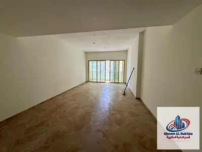 3-bedroom apartment for rent in Al Taawun. Spacious area with 2 balconies, storage room, built-in w