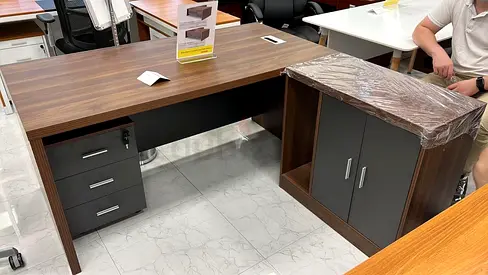 3 x Large Wooden Office Desks whit chairs