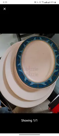Set of 3 Dinner Plates / Serving Platters - Used