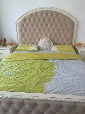 King-Sized Bed with Whisper Mattress and Headboard, Cupboard, Dressing Table, 2 Side Tables