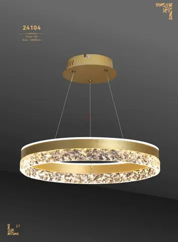 Modern Gold Crystal Ring Pendant Light - 50cm Ceiling Chandelier
