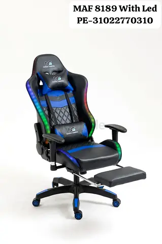 Gaming Chair with LED Lights, Reclining Footrest and Lumbar Support