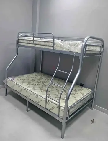Metal Bunk Bed with Double/Single Setup and Mattresses