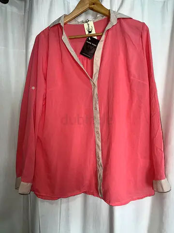 Lightweight Coral Pink Womens Blouse, Size M (Good Condition)