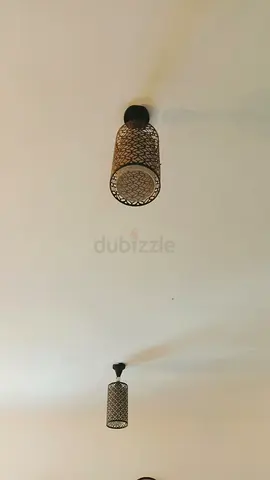 Pair of Decorative Cylindrical Pendant Ceiling Lights