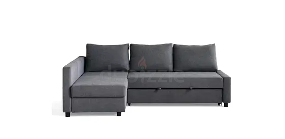 Grey L-shaped Sofa with Storage - Left Corner