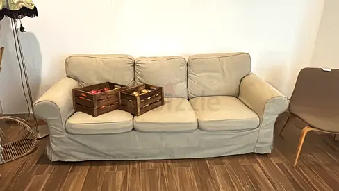 Beige 3-Seater Sofa with Removable Covers — Great condition