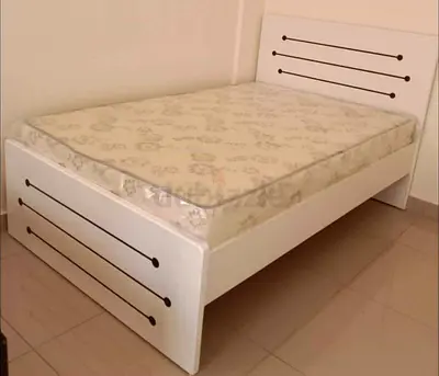 Single White Wooden Bed Frame with Mattress -brand new