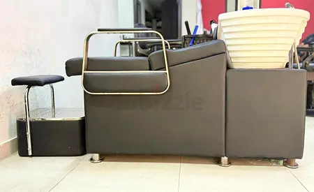 Salon Shampoo Backwash Chair with Ceramic Basin - Black