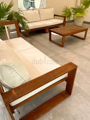Wooden furniture L shape with cushion